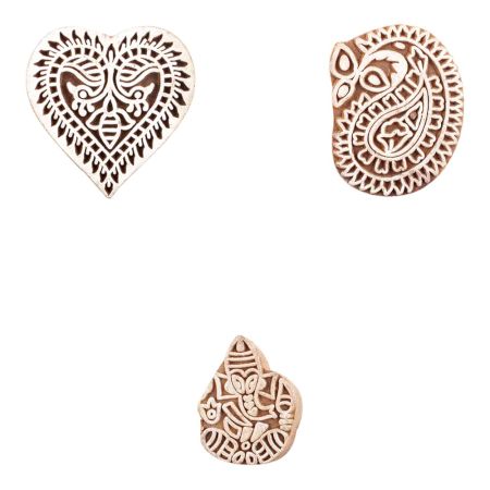 Set of 3 Piece New Mix Wooden Printing Block